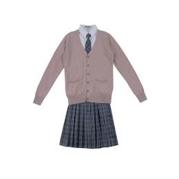 Designed women's school uniform suit, customized smoke purple cardigan school uniform, British college school uniform, Scottish plaid skirt, gray plaid tie, knitted sweater cardigan jacket SSU-002 Designed women's school uniform suit, customized smoke purple cardigan school uniform, British college school uniform, Scottish plaid skirt, gray plaid tie, knitted sweater cardigan jacket SSU-002